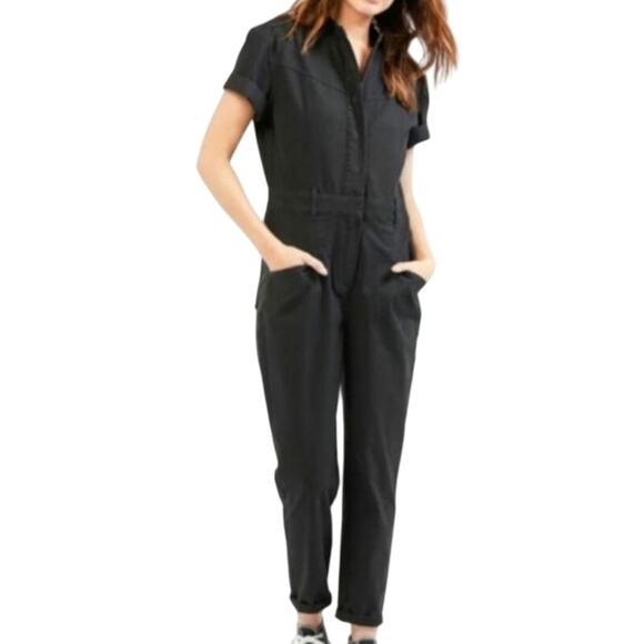 Outerknown Black Denim Short Sleeve Jumpsuit - Picture 1 of 10